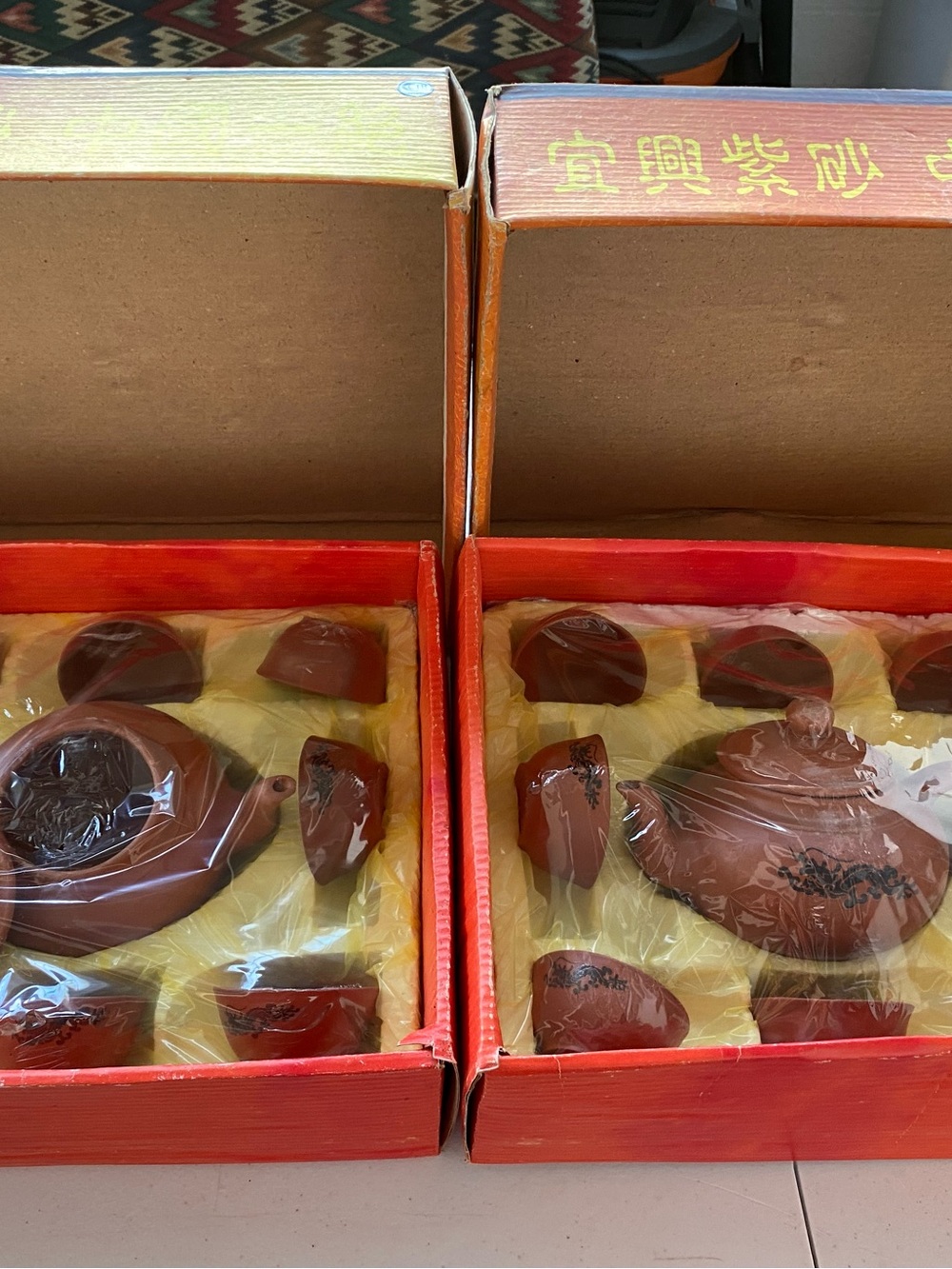Two (2) Sets Traditional Brown Ceramic Tea Set -Yingxia Clay